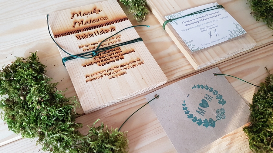 drewniane zaproszenia ślubne